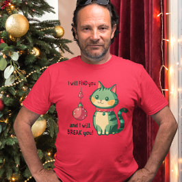 Christmas Cat Destroyer van Tree Ornamenten T-shirt