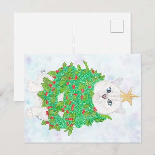 CHRISTMAS CAT FEESTDAGENKAART (Voorkant / Achterkant)