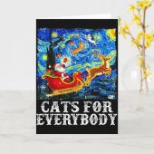 Christmas Cat For Everybody Santa Reindeer Starry  Kaart (Gele Bloem)