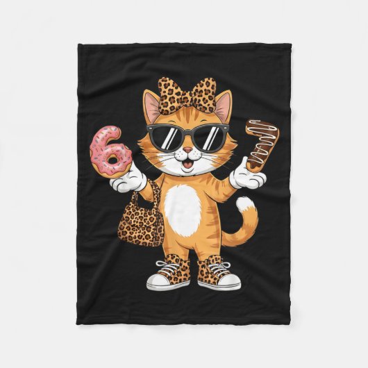 Christmas Cat For Women 6 7 Tee Meme Leopard Bow X Fleece Deken (Voorkant)