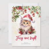 Christmas cat furry and bright feestdagenkaart (Voorkant)