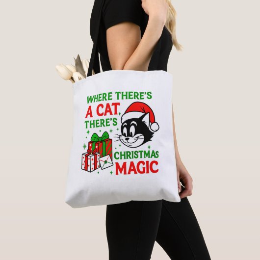 Christmas Cat Handy Holiday Carryall for Cat Lover Tote Bag (Dichtbij)