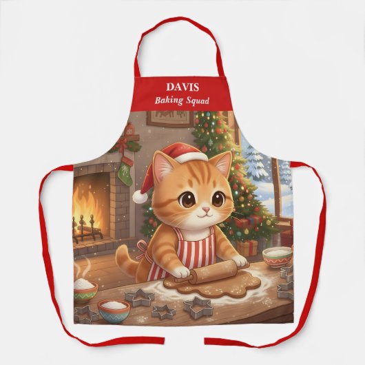 Christmas Cat Holiday Baking Apron Schort (Voorkant)