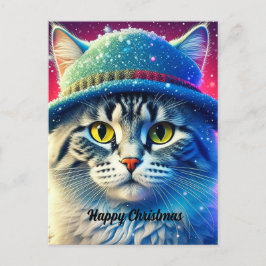 Christmas Cat in een Pet - bewerkbare naam Feestdagenkaart
