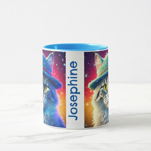 Christmas Cat in een Pet - bewerkbare naam Mok (Midden)