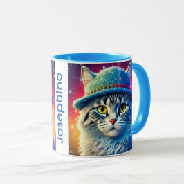Christmas Cat in een Pet - bewerkbare naam Mok