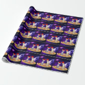 CHRISTMAS CAT IN SPACE PIZZA WRAPPINGPAPIER CADEAUPAPIER (Uitgerold)
