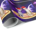 CHRISTMAS CAT IN SPACE PIZZA WRAPPINGPAPIER CADEAUPAPIER<br><div class="desc">CHRISTMAS CATS EN PIZZA IN RUIMTEWRAPPAPIER</div>