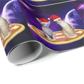 CHRISTMAS CAT IN SPACE PIZZA WRAPPINGPAPIER CADEAUPAPIER (Rol Hoek)