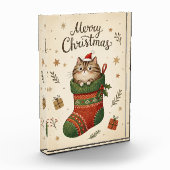 Christmas Cat in Stocking Fotoblokken (Links)