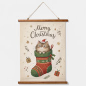 Christmas Cat in Stocking Hangend Wandkleed (Voorkant)
