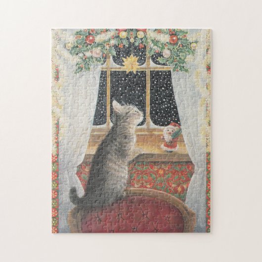 CHRISTMAS CAT JIG SAW PUZZZLE LEGPUZZEL (Verticaal)