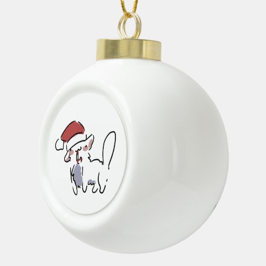 Christmas Cat Keramische Bal Ornament (Rechts)
