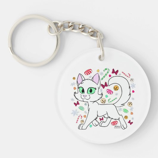 Christmas Cat Keychain (White) (Voorkant)