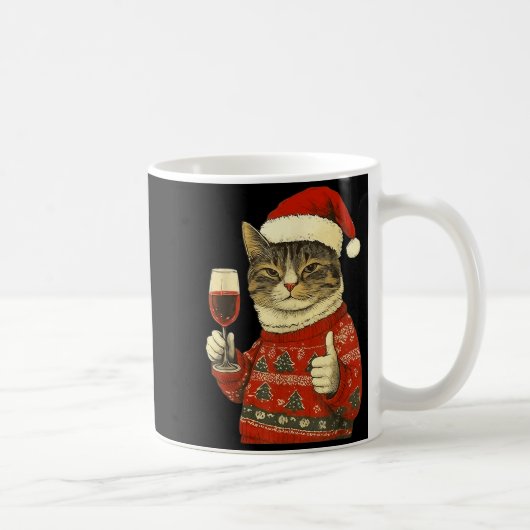 Christmas Cat Likes Cute Cat Drinking Wine With Sa Koffiemok (Rechts)