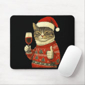 Christmas Cat Likes Cute Cat Drinking Wine With Sa Muismat (Met muis)