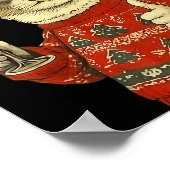 Christmas Cat Likes Cute Cat Drinking Wine With Sa Poster (Hoek)