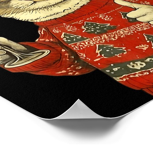 Christmas Cat Likes Cute Cat Drinking Wine With Sa Poster (Hoek)