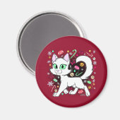 Christmas Cat Magnet (Red) (Voorkant / Achterkant)