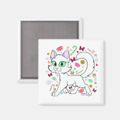Christmas Cat Magnet (White) (Voorkant / Achterkant)