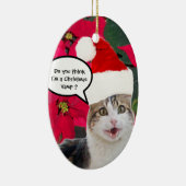 CHRISTMAS CAT MET SANTA CLAUS PET EN POINSETTIAS KERAMISCH ORNAMENT (Rechts)
