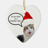 CHRISTMAS CAT MET SANTA CLAUS PET HEART KERAMISCH ORNAMENT (Rechts)