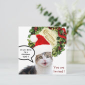 CHRISTMAS CAT MET SANTA CLAUS PET HOLIDAY PARTY KAART (Staand voorkant)