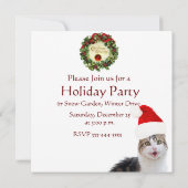 CHRISTMAS CAT MET SANTA CLAUS PET HOLIDAY PARTY KAART (Achterkant)