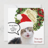 CHRISTMAS CAT MET SANTA CLAUS PET HOLIDAY PARTY KAART (Voorkant)