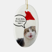 CHRISTMAS CAT MET SANTA CLAUS PET KERAMISCH ORNAMENT (Rechts)