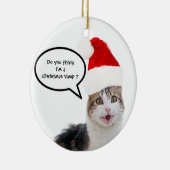 CHRISTMAS CAT MET SANTA CLAUS PET KERAMISCH ORNAMENT (Rechts)