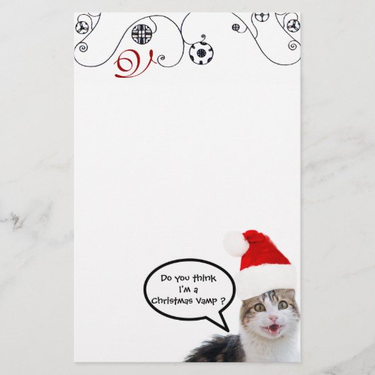 CHRISTMAS CAT MET SANTA CLAUS PET Monogram Briefpapier (Voorkant)