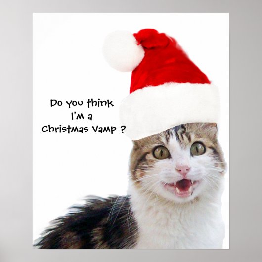 CHRISTMAS CAT MET SANTA CLAUS PET POSTER (Voorkant)