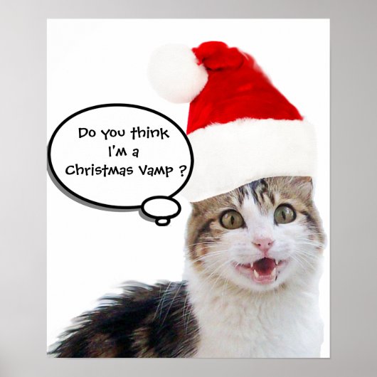 CHRISTMAS CAT MET SANTA CLAUS PET POSTER (Voorkant)