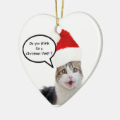 CHRISTMAS CAT MET SANTA CLAUS PET RUBY HEART KERAMISCH ORNAMENT (Links)
