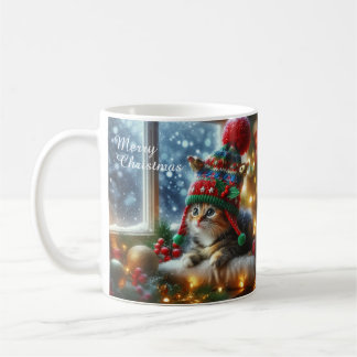 Christmas Cat Mug – Cute Kitty with Santa Hat Koffiemok