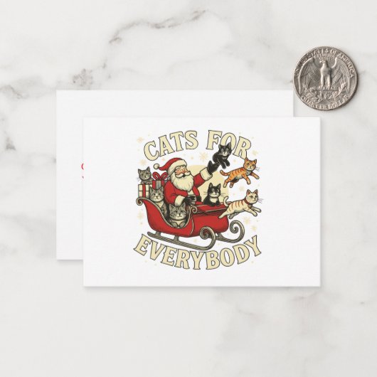 Christmas Cat Notitiekaartje (Voorkant / Achterkant in situ)