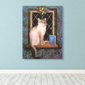 CHRISTMAS CAT PAINTING CANVAS AFDRUK (Insitu (Houten vloer))