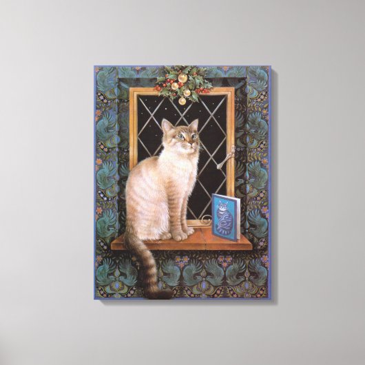 CHRISTMAS CAT PAINTING CANVAS AFDRUK (Voorkant)