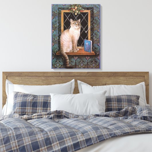 CHRISTMAS CAT PAINTING CANVAS AFDRUK (Insitu (Slaapkamer))