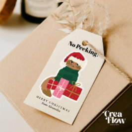 Christmas Cat Personaliseer Gift Label Cadeaulabel