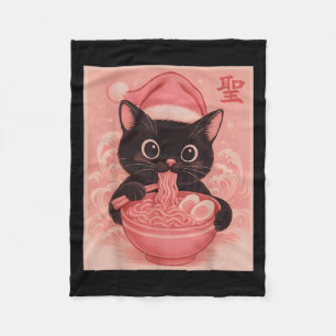 Christmas Cat Pink Santa Kawaii Anime Christmas Ra Fleece Deken