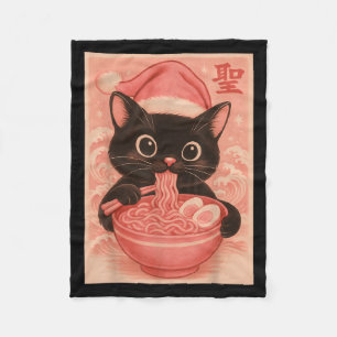 Christmas Cat Pink Santa Kawaii Anime Christmas Ra Fleece Deken