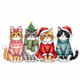 Christmas Cat Quartet Staand Fotobeeldje