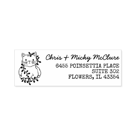 Christmas Cat Return Address Label Zelfinktende Stempel (Design)