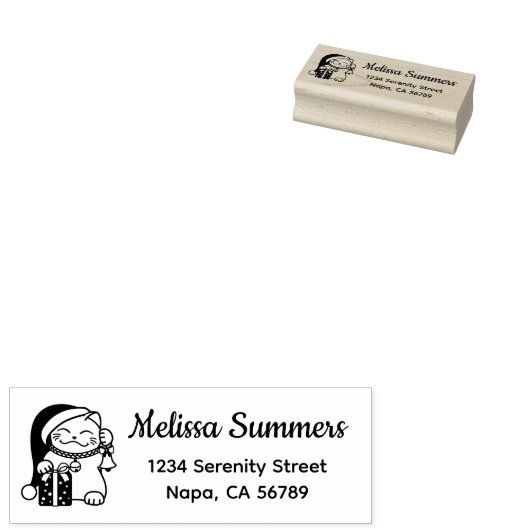 Christmas Cat Return Address Rubberstempel (Gestempeld)