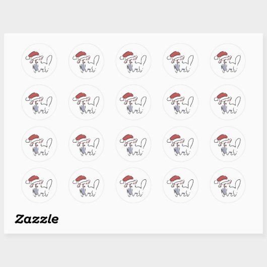 Christmas Cat Ronde Sticker (Vel)