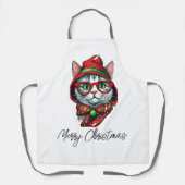 Christmas Cat Schort - Leuke vakantie bakken kledi (Voorkant)