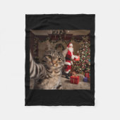 Christmas Cat Selfie With Santa Claus Cute Holiday Fleece Deken (Voorkant)