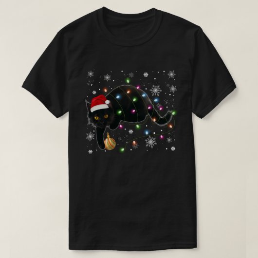 Christmas Cat Shirt For Men Black Cat Christmas Pa (Design voorkant)